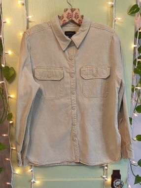 Women's Lucky Brand Khaki Dbl Chest Pocket Button Up L